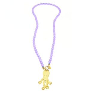 Sautoir Cocktail jade lilas et bleu lavande