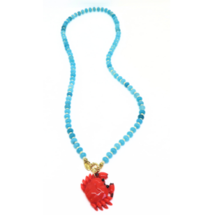 Sautoir Cocktail jade turquoise et nacre
