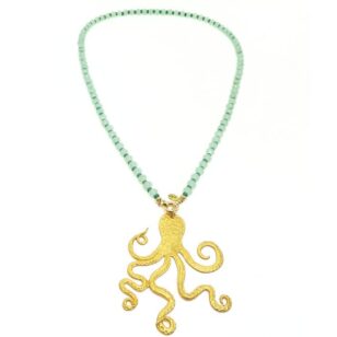 Sautoir Cocktail jade vert d'eau et vert