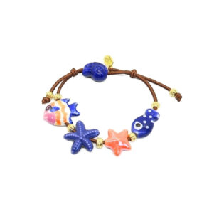 Bracelet élastique Acqua bleu et orange