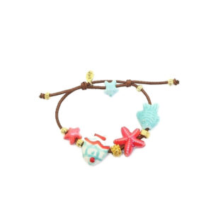 Bracelet élastique Acqua turquoise et rouge