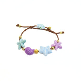 Bracelet élastique Acqua turquoise et lilas