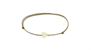 Bracelet cordon coeur en pierre de lune blanche