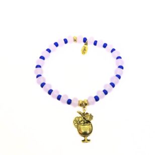 Bracelet Cocktail jade rose et bleu électrique