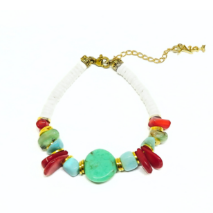 Bracelet Yna Chrysoprase et corail bambou