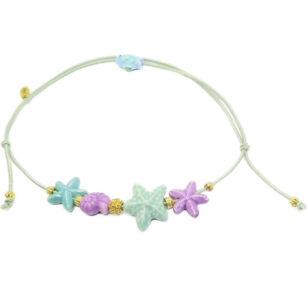 Ras de cou élastique Acqua turquoise et lilas