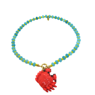 Ras de cou Cocktail jade turquoise et jaune