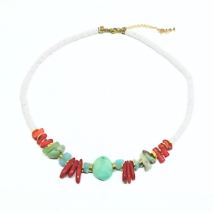 Ras de cou Yna Chrysoprase et corail bambou