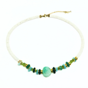Ras de cou Yna Chrysoprase et amazonite