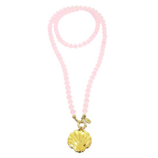 Sautoir Cocktail jade rose et nacre